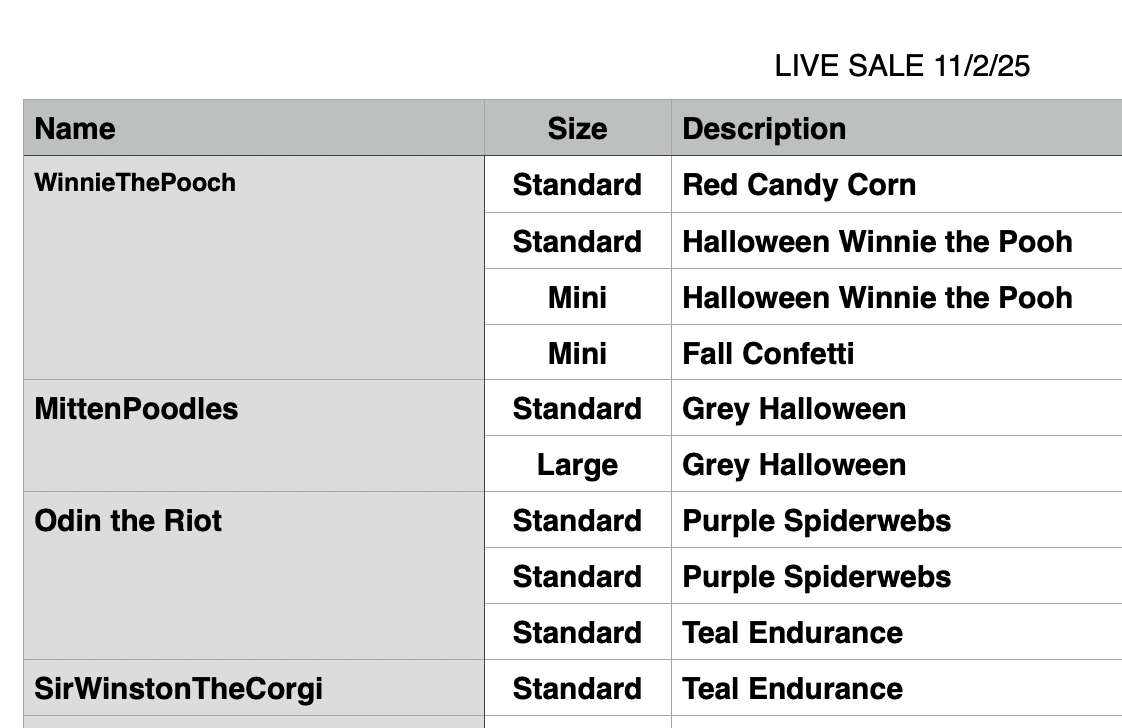 LIVE SALE 11/2/2025